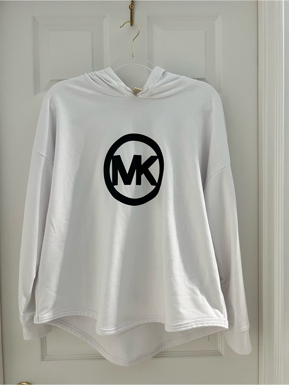 Michael Kors White Hoodie with Black MK Circle Logo